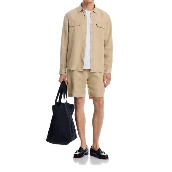 Hugo Boss Men's BOSS Liam Dual Pocket LS Pure Linen Shirt Regular Fit Lt Beige - Picture 4 of 5